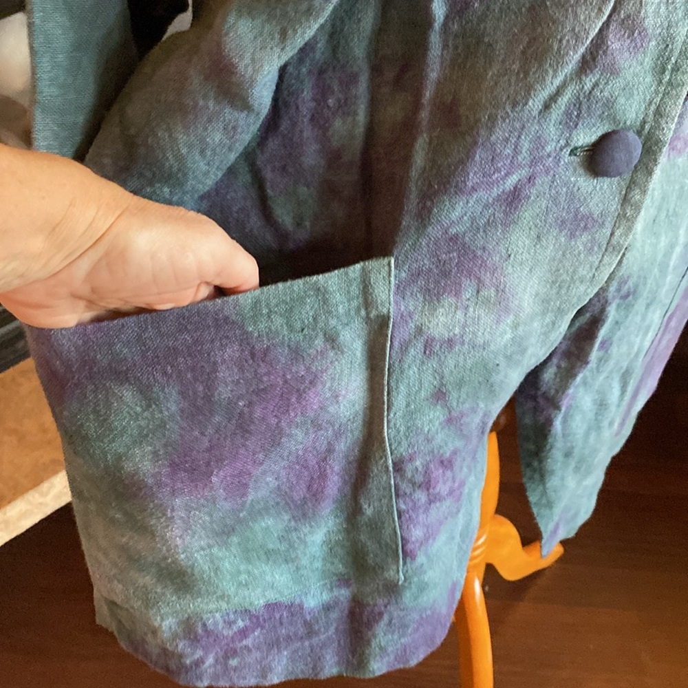ARTISAN ANNA CARLSON amazing linen appliqué embroidered jacket!! Size M oversize - Picture 3 of 15